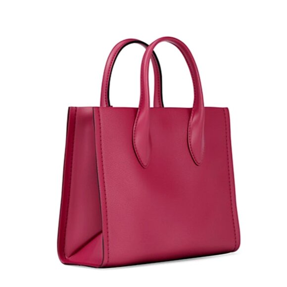 New Michael Kors Mirella Small Shopper Top Zip Crossbody Dark Raspberry - Picture 3 of 5